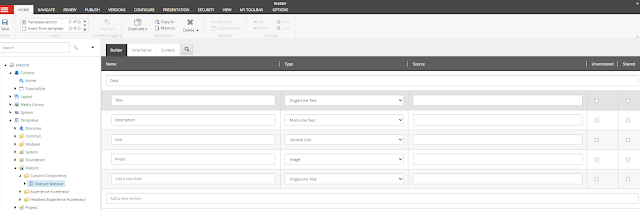 Data fields configuration interface