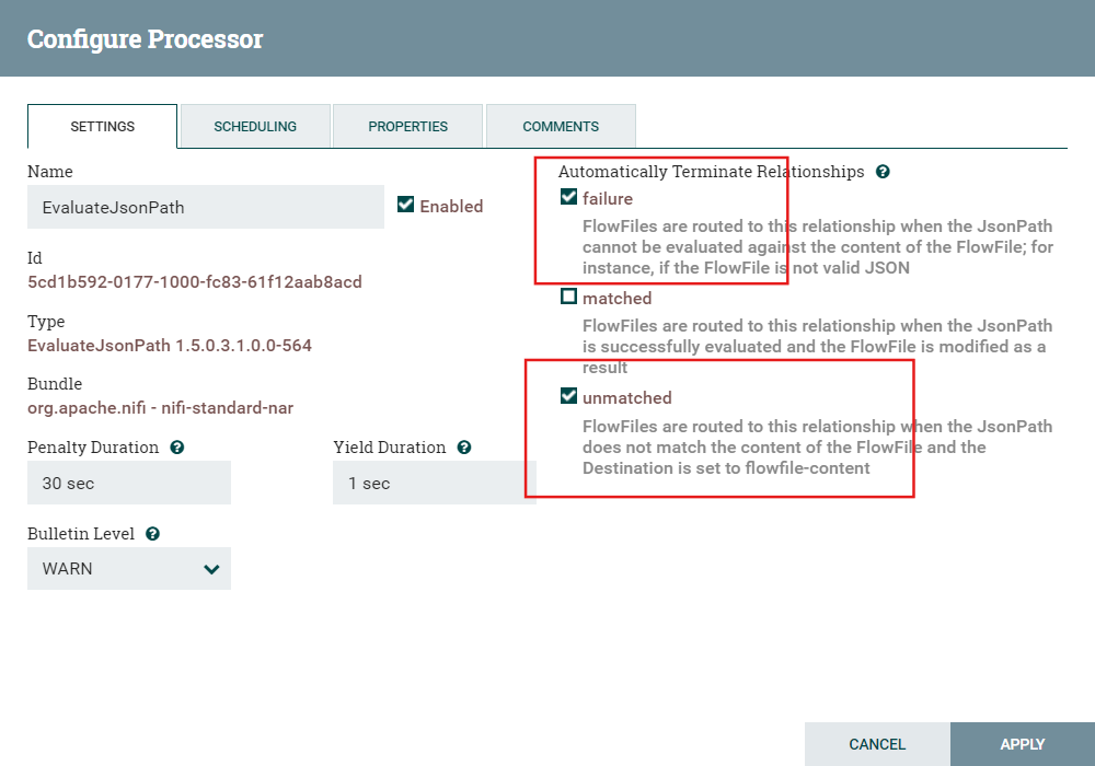 NiFi Processor Configuration