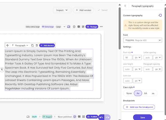 Custom typography settings