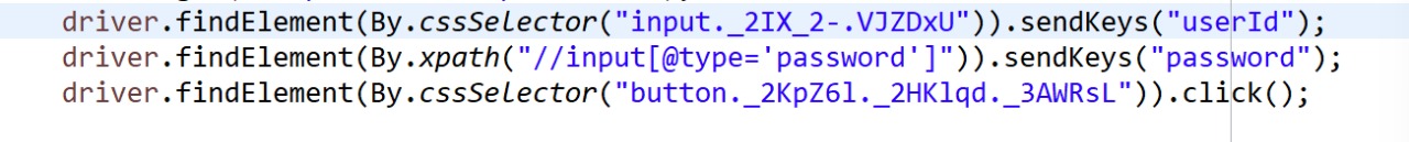 Selenium login code snippet