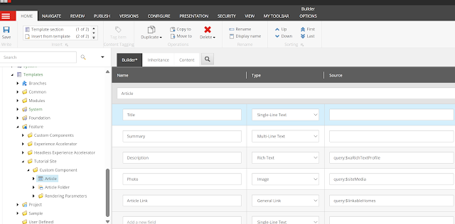 Template builder interface