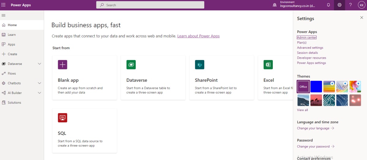 Power Apps create apps screen