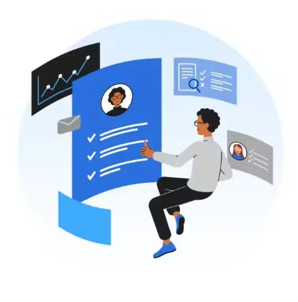Person interacting with digital profile and data