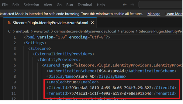Azure AD configuration in Sitecore
