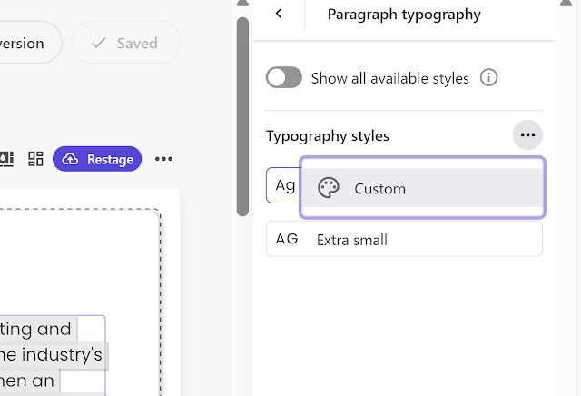 Paragraph typography settings