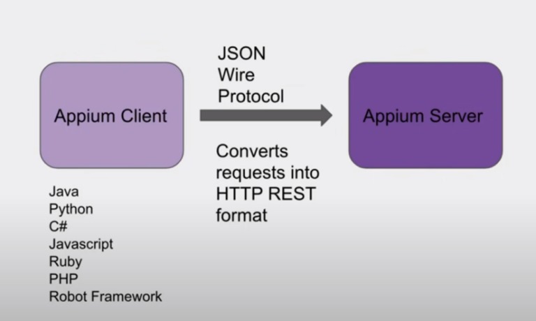 Appium client-server communication diagram