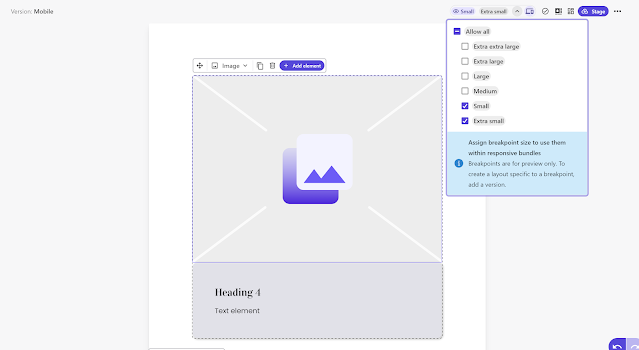 Mobile editor with responsive breakpoints