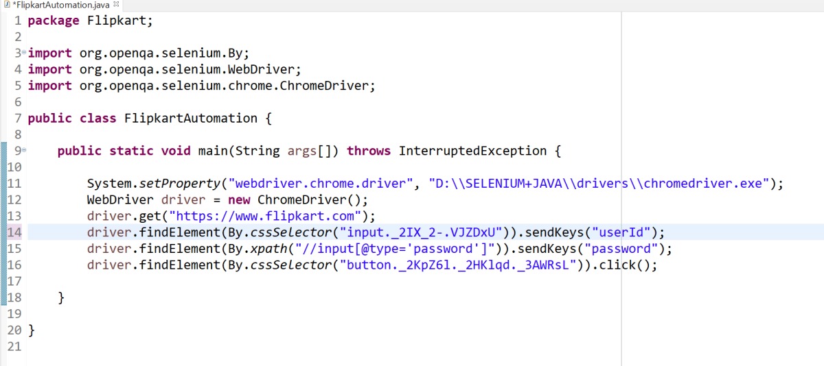 Selenium code for automating Flipkart login