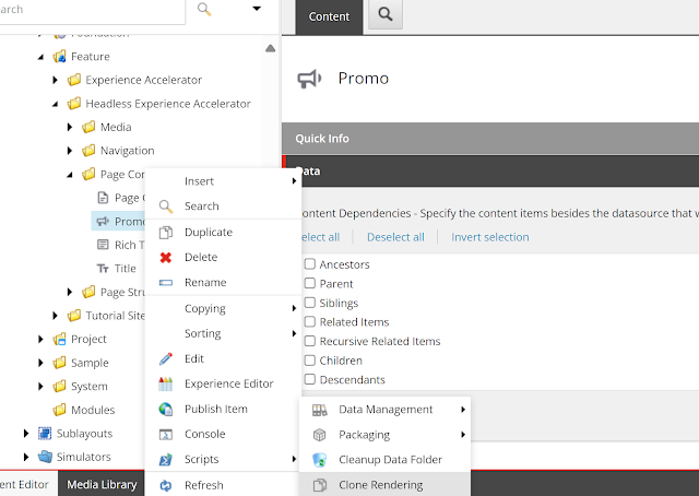 Context menu in content editor