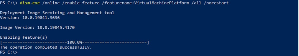 enable virtual machine platform command