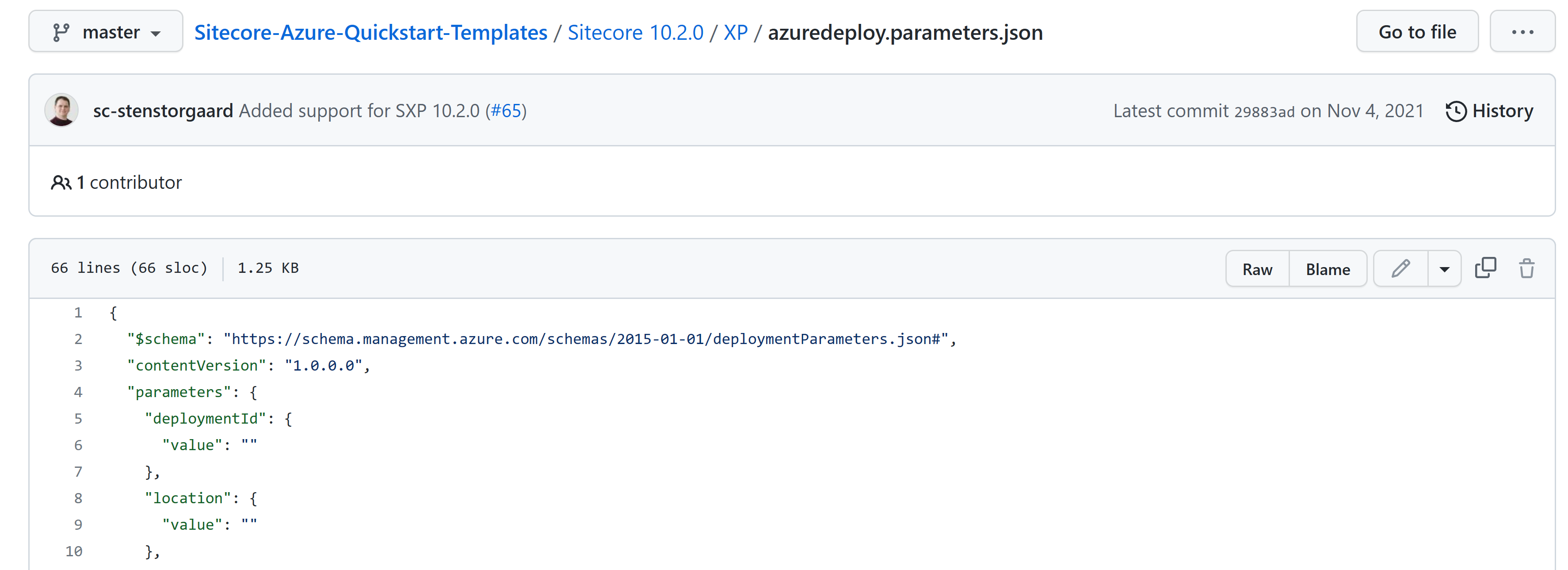 Sitecore 10.2.0 Azure parameters