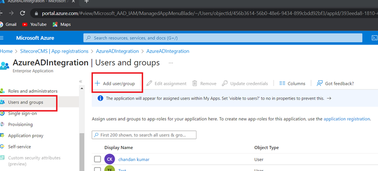 Adding user/group in AzureAD