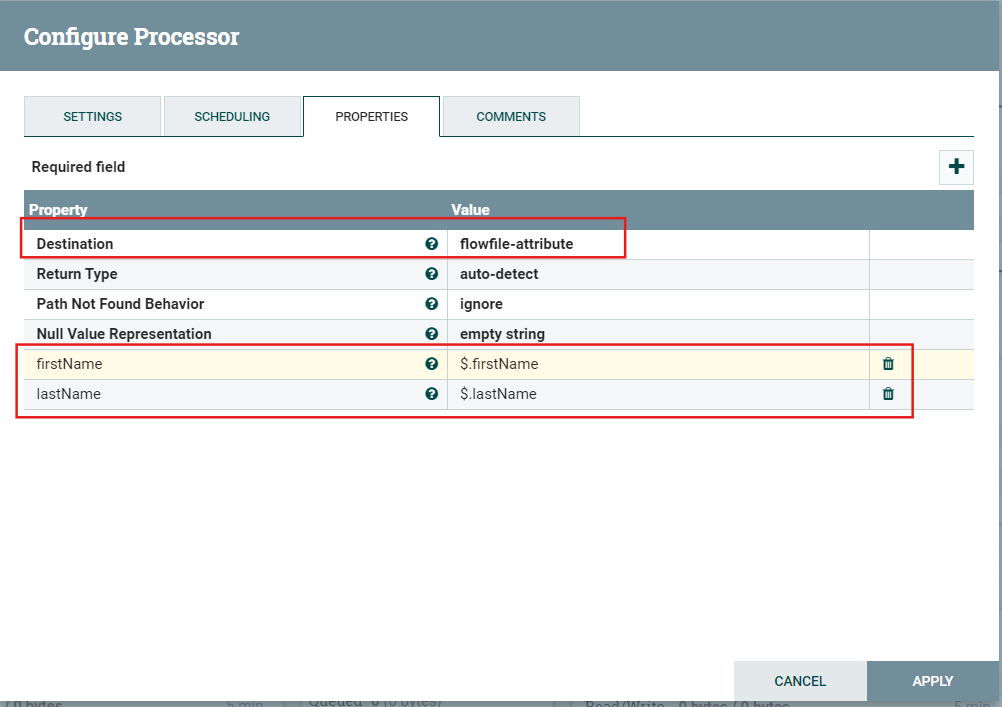 Processor configuration with properties