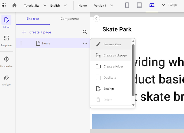 Site tree options in Sitecore