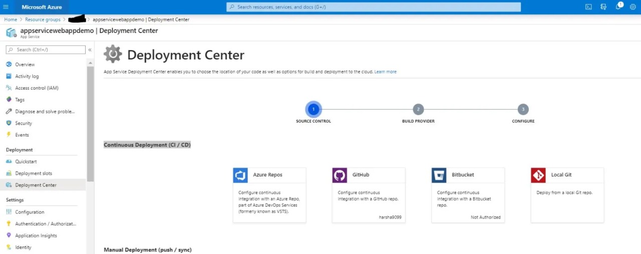 Deployment source control options