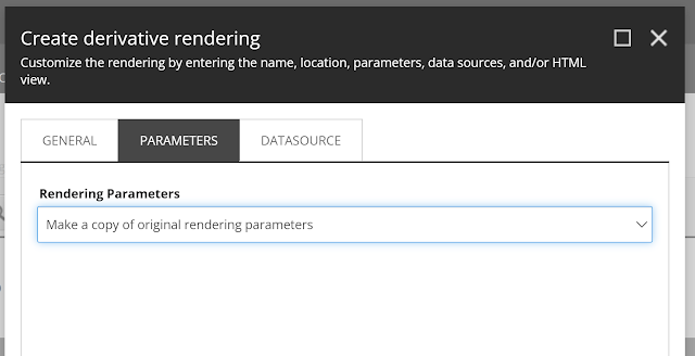 Rendering parameters window