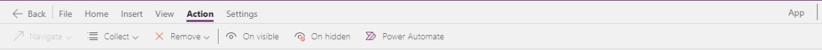 Power Apps Action menu
