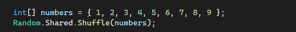 Random number array shuffle example