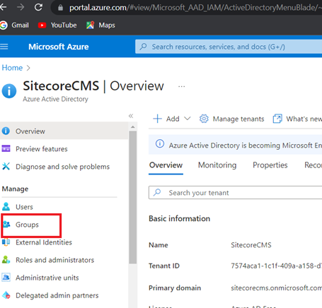 Azure Active Directory Groups in SitecoreCMS