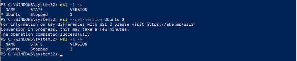 WSL update version
