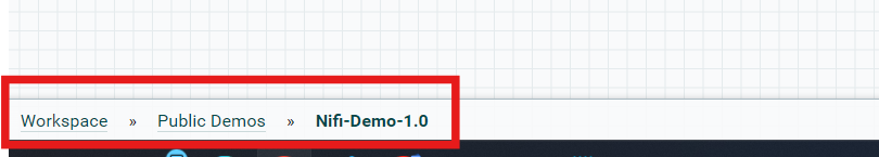 Breadcrumb navigation in NiFi workspace