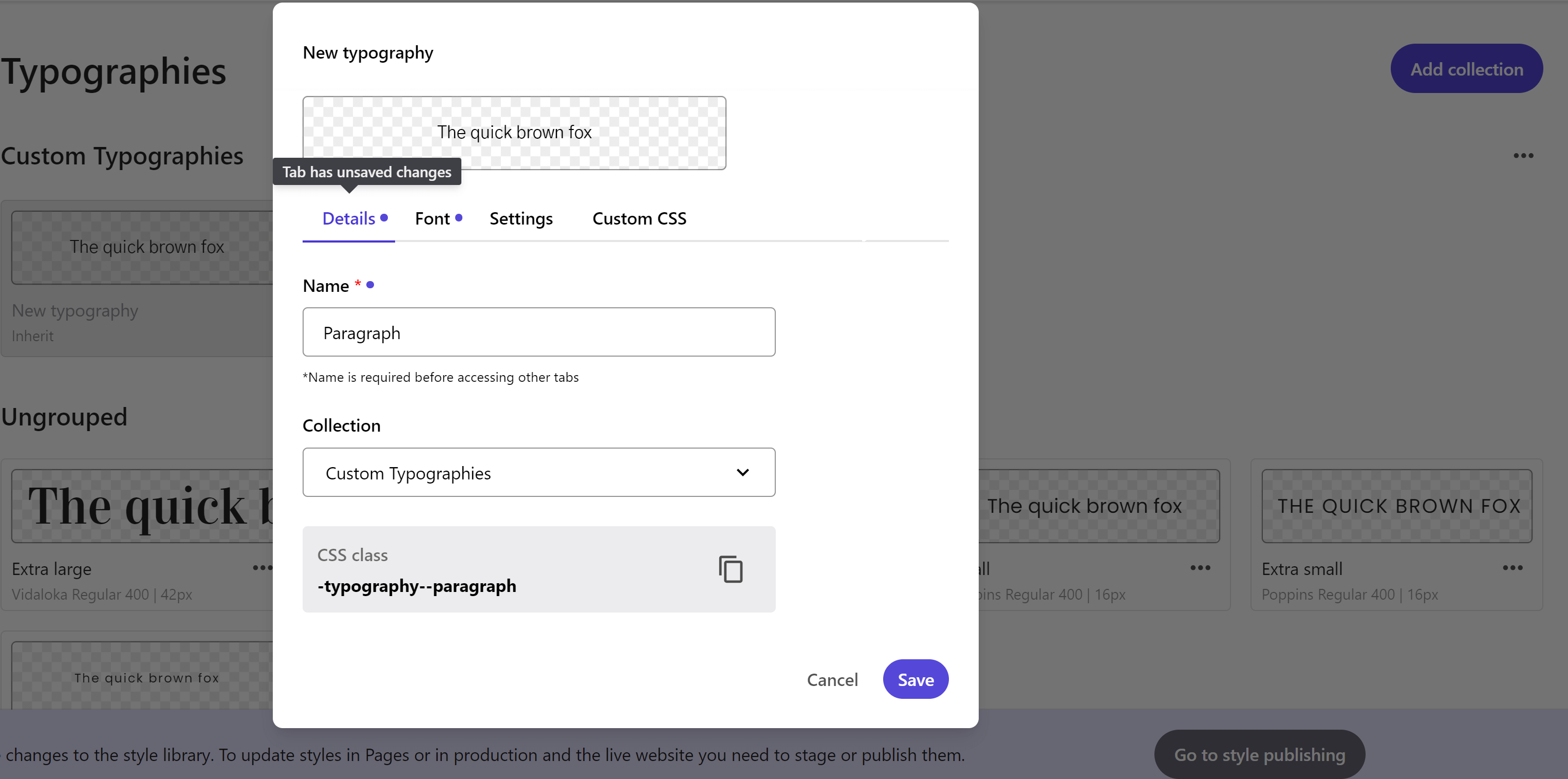 New typography settings