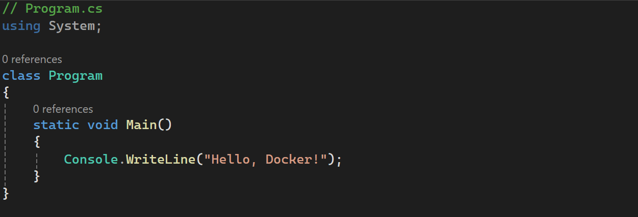 Hello Docker code in C#