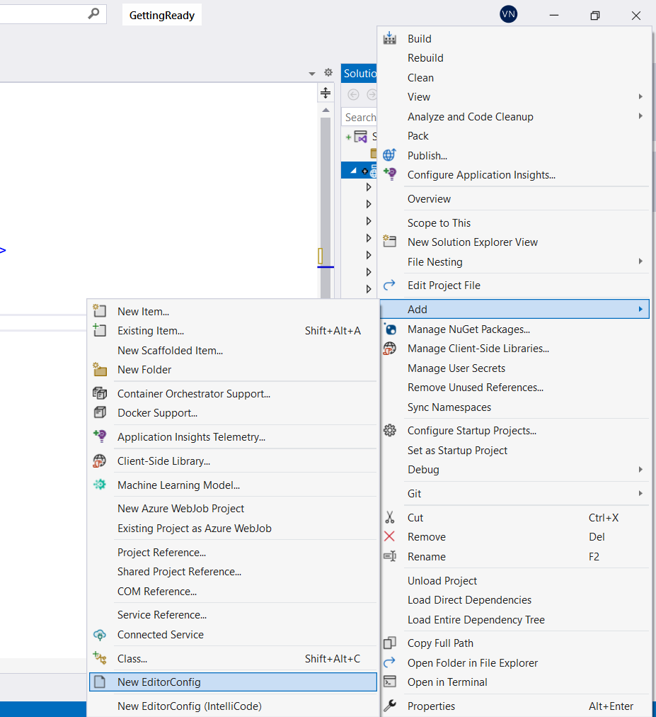 New editor config in Visual Studio