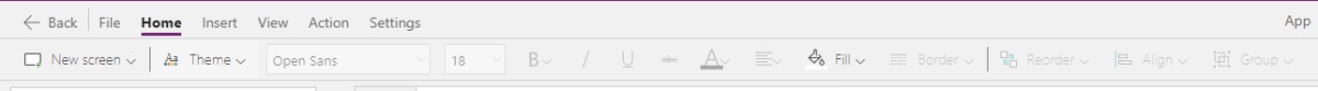 Power Apps home screen toolbar