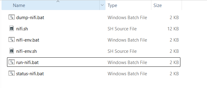 NiFi batch and shell files