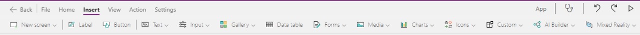 Power Apps Insert menu