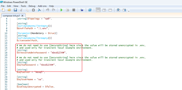 PowerShell script with unencrypted passwords
