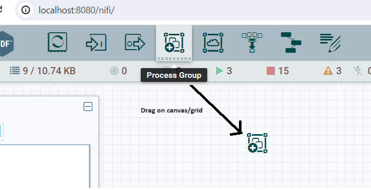 Process group creation in NiFi interface