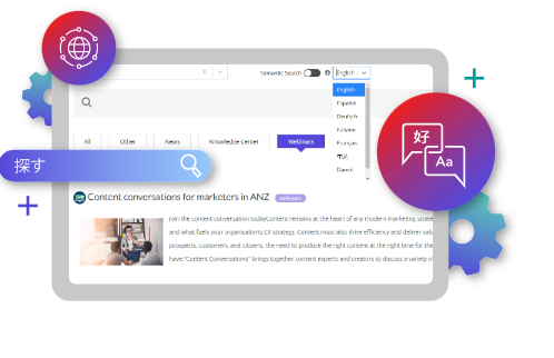 Search and language selection interface
