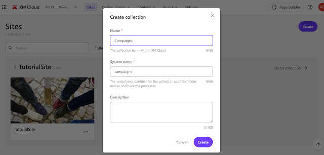 Create collection form in XM Cloud
