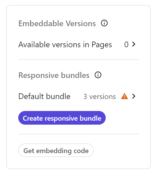 Embeddable versions and responsive bundles