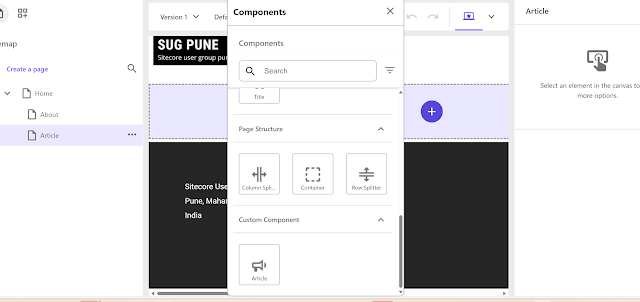 Component selection panel