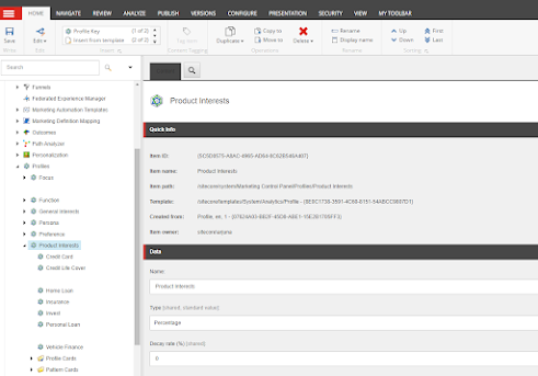 Product interests in Sitecore