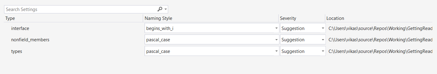 Naming style suggestions in IDE