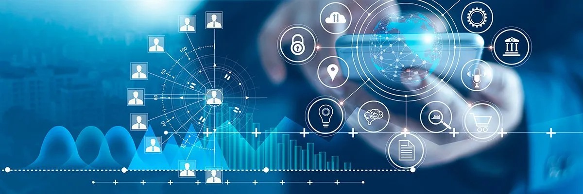 Digital interface with icons and data